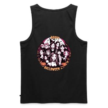 Kpop Halloween shirt. Spooky and cute Asian style - Men's Premium Organic Tank Top - black - Back - AI Model Male 178 light (178cm)