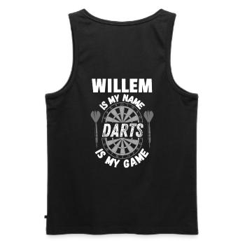 Dart design for Willem. Personalized darts player - Men's Premium Organic Tank Top - black - Back - AI Model Male 178 light (178cm)