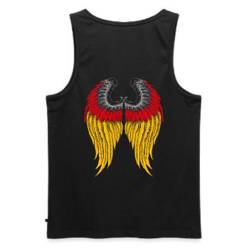 German Wings / Flügel Deutschland - Männer Premium Bio Tank Top - Schwarz - Hinten - AI Model Male 178 light (178cm)