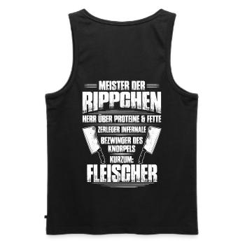 Fleisch Metzger Schlachter Fleischerei Geschenk - Männer Premium Bio Tank Top - Schwarz - Hinten - AI Model Male 178 light (178cm)