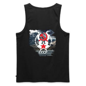 Russia,Soviet Union,Russia Coat of Arms,Mountains Shirt - Men's Premium Organic Tank Top - black - Back - AI Model Male 178 light (178cm)