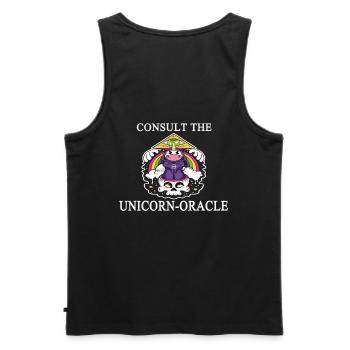 Befrag das Einhorn Orakel, Fantasy Wahrsager Kugel - Männer Premium Bio Tank Top - Schwarz - Hinten - AI Model Male 178 light (178cm)