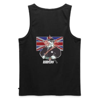 Bobbycorn, Einhorn England Bobby Polizist London - Männer Premium Bio Tank Top - Schwarz - Hinten - AI Model Male 178 light (178cm)