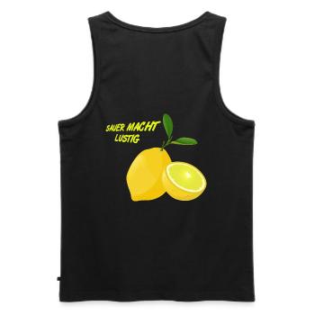 Citron, aigre fait plaisir, fruits citron FUN - Débardeur bio Premium Homme - noir - Dos - AI Model Male 178 light (178cm)