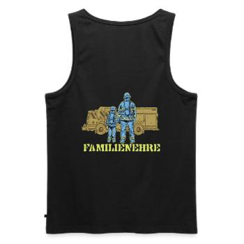 Fire brigade family honor, firefighter son father - Men's Premium Organic Tank Top - black - Back - AI Model Male 178 light (178cm)