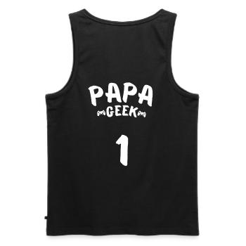 Papa gamer cadeau papa geek - Débardeur bio Premium Homme - noir - Dos - AI Model Male 178 light (178cm)
