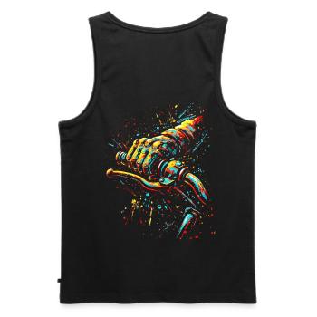 Street Style Biker Motif Full Throttle Throttle Grip - Men's Premium Organic Tank Top - black - Back - AI Model Male 178 light (178cm)