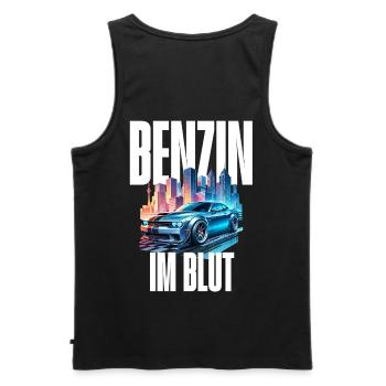 Benzin im Blut Neon - Männer Premium Bio Tank Top - Schwarz - Hinten - AI Model Male 178 light (178cm)