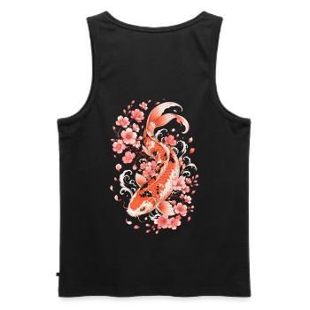 Koi Sakura Flow - Men's Premium Organic Tank Top - black - Back - AI Model Male 178 light (178cm)