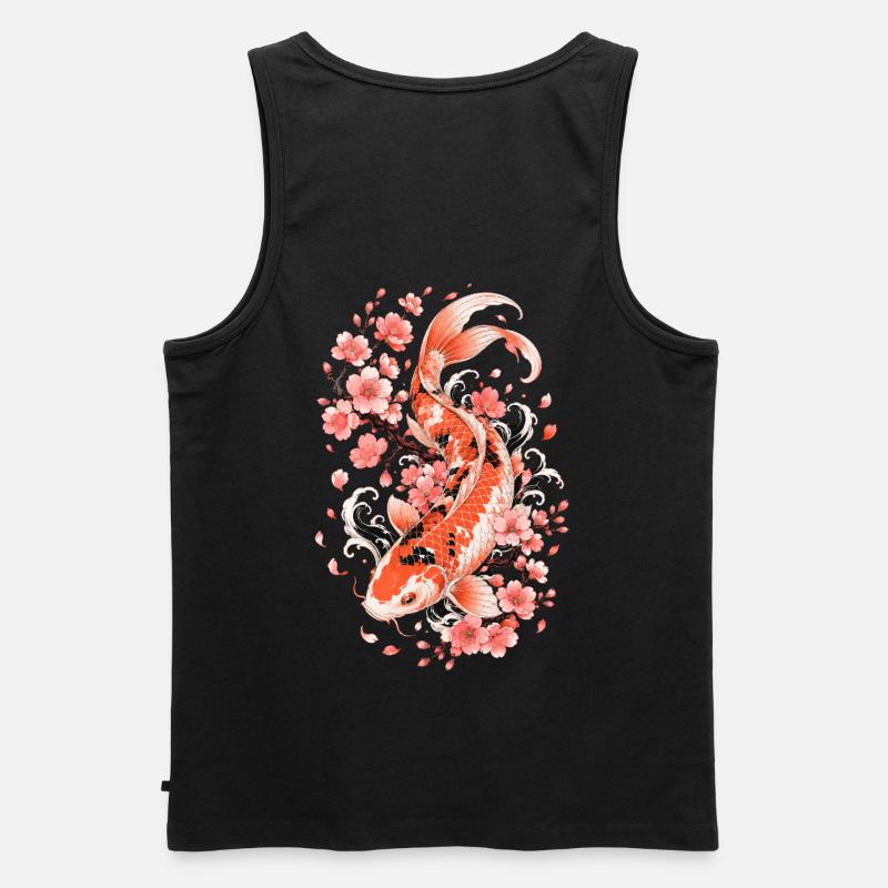 Koi Sakura Flow - Männer Premium Bio Tank Top - Schwarz