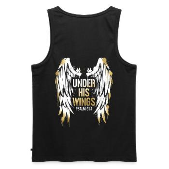 Under His Wings - Psalm 91:4 - Streetwear Art - Men's Premium Organic Tank Top - black - Back - AI Model Male 178 light (178cm)