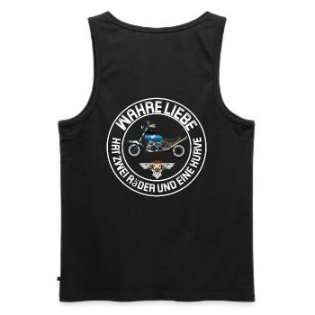 Motorrad Wahre Liebe hat zwei Räder und Kurven - Männer Premium Bio Tank Top - Schwarz - Hinten - AI Model Male 178 light (178cm)