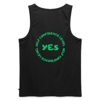 Self confidence level YES green - Men's Premium Organic Tank Top - black - Back - AI Model Male 178 light (178cm)