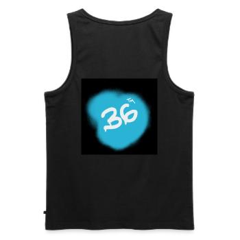 36 - Men's Premium Organic Tank Top - black - Back - AI Model Male 178 light (178cm)