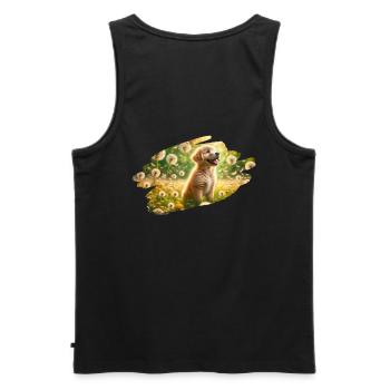 Golden Retriever puppy joy - Men's Premium Organic Tank Top - black - Back - AI Model Male 178 light (178cm)