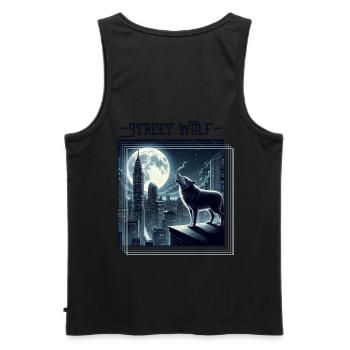 Loup de rue Backprint - Débardeur bio Premium Homme - noir - Dos - AI Model Male 178 light (178cm)