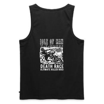 Race de la mort de l'île de Man, Biker Motorcycle Vintage FUN - Débardeur bio Premium Homme - noir - Dos - AI Model Male 178 light (178cm)