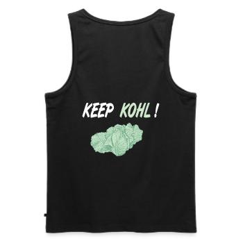Keep Kohl, Spruch Garten Gärtner Landwirt Vegan - Männer Premium Bio Tank Top - Schwarz - Hinten - AI Model Male 178 light (178cm)
