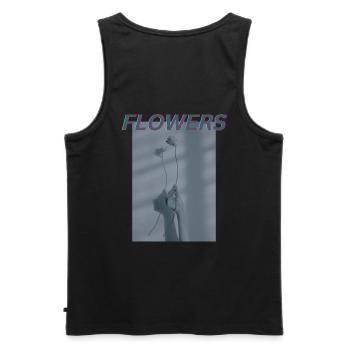 FLOWERS - Blumen - Männer Premium Bio Tank Top - Schwarz - Hinten - AI Model Male 178 light (178cm)
