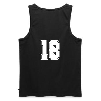 18 Rückennummer Collegestyle Football Fußball Zahl - Männer Premium Bio Tank Top - Schwarz - Hinten - AI Model Male 178 light (178cm)