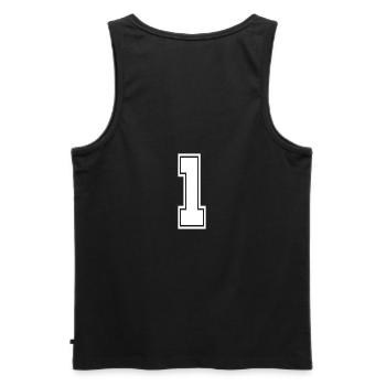 1 Rückennummer Torwart Football Fußball - Männer Premium Bio Tank Top - Schwarz - Hinten - AI Model Male 178 light (178cm)