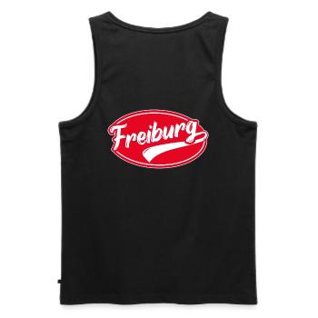 Freiburg im Breisgau - Men's Premium Organic Tank Top - black - Back - AI Model Male 178 light (178cm)