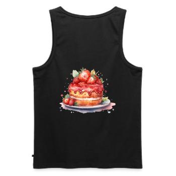Erdbeeren Bäckerei, Küche Konditorin Erdbeerkuchen - Männer Premium Bio Tank Top - Schwarz - Hinten - AI Model Male 178 light (178cm)