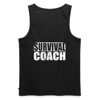 Survival Trainer, Coach, Nature, Adventure - Men's Premium Organic Tank Top - black - Back - AI Model Male 178 light (178cm)