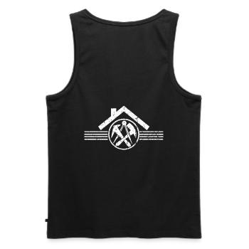 Craftsman guild coat of arms, roofer roofer - Men's Premium Organic Tank Top - black - Back - AI Model Male 178 light (178cm)