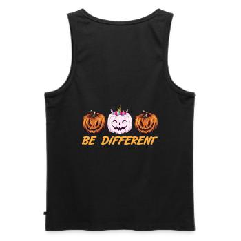 Be different, autistic, LGBT, pumpkin unicorn Halloween - Men's Premium Organic Tank Top - black - Back - AI Model Male 178 light (178cm)