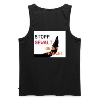 Stopp Gewalt gegen Frauen - Männer Premium Bio Tank Top - Schwarz - Hinten - AI Model Male 178 light (178cm)