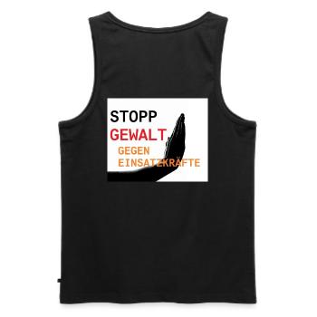 Stopp Gewalt gegen Einsatzkräfte - Männer Premium Bio Tank Top - Schwarz - Hinten - AI Model Male 178 light (178cm)