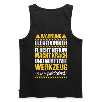 Électricien électricien avertisseur cadeau électrique - Débardeur bio Premium Homme - noir - Dos - AI Model Male 178 light (178cm)