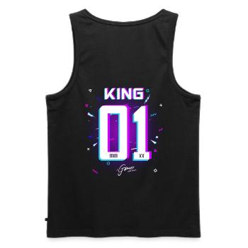 Gamer - King - Queen Gift Present Idea - Men's Premium Organic Tank Top - black - Back - AI Model Male 178 light (178cm)