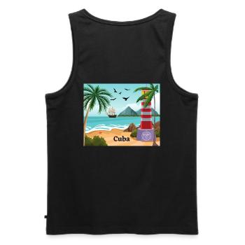Cuba - Men's Premium Organic Tank Top - black - Back - AI Model Male 178 light (178cm)
