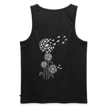 Pusteblume mit Blüte und Tölt Weiss - Männer Premium Bio Tank Top - Schwarz - Hinten - AI Model Male 178 light (178cm)