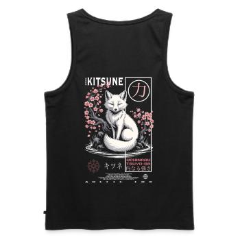Kitsune Fuchs - japanisch asiatisch - Männer Premium Bio Tank Top - Schwarz - Hinten - AI Model Male 178 light (178cm)