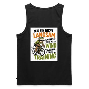 Faultier auf Fahrrad - Männer Premium Bio Tank Top - Schwarz - Hinten - AI Model Male 178 light (178cm)
