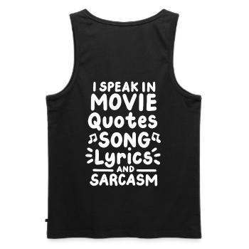 I spreak in movie Quotes song lyrics and sarcasm - Männer Premium Bio Tank Top - Schwarz - Hinten - AI Model Male 178 light (178cm)