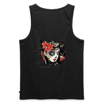 Tag der Toten,Girl,Mädchen Shirt Geschenk,Catrina - Männer Premium Bio Tank Top - Schwarz - Hinten - AI Model Male 178 light (178cm)