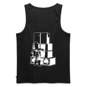 soundsystem girl tekno 23 - Männer Premium Bio Tank Top - Schwarz - Hinten - AI Model Male 178 light (178cm)
