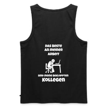 Das Beste an meiner Arbeit Büro Kollegen Sprüche - Männer Premium Bio Tank Top - Schwarz - Hinten - AI Model Male 178 light (178cm)