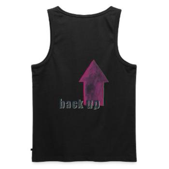 the backup - the arty nerd shirt black and magenta - Men's Premium Organic Tank Top - black - Back - AI Model Male 178 light (178cm)