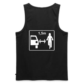 Keep your distance 1.50m cyclist t-shirt - Men's Premium Organic Tank Top - black - Back - AI Model Male 178 light (178cm)