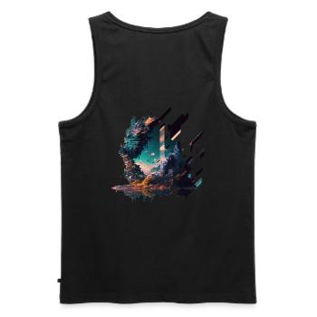 Futuristischer japanische Stadt - Männer Premium Bio Tank Top - Schwarz - Hinten - AI Model Male 178 light (178cm)
