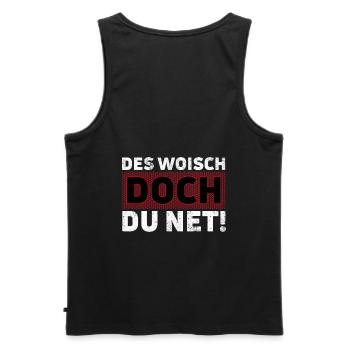 Des Woisch doch Du net. Alemannischer Dialekt - Männer Premium Bio Tank Top - Schwarz - Hinten - AI Model Male 178 light (178cm)