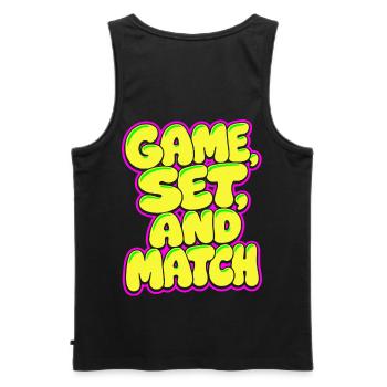 Game Set Match Tennis Shirt, Neon Style - Men's Premium Organic Tank Top - black - Back - AI Model Male 178 light (178cm)