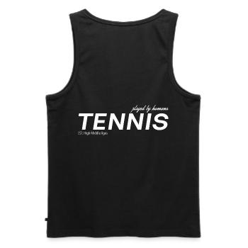 Tennis - Männer Premium Bio Tank Top - Schwarz - Hinten - AI Model Male 178 light (178cm)