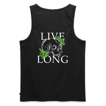 Live Long - Totenkopf - Männer Premium Bio Tank Top - Schwarz - Hinten - AI Model Male 178 light (178cm)