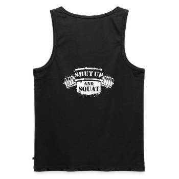 Shut Up and Squat Bodybuilding - Männer Premium Bio Tank Top - Schwarz - Hinten - AI Model Male 178 light (178cm)